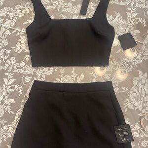 Size S Lulu’s Black Crop Top and Skirt Set